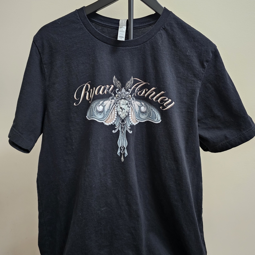 Ryan Ashley Ink Master Graphic T-Shirt XL Jeweled Moth Tattoo Art Gothic Black